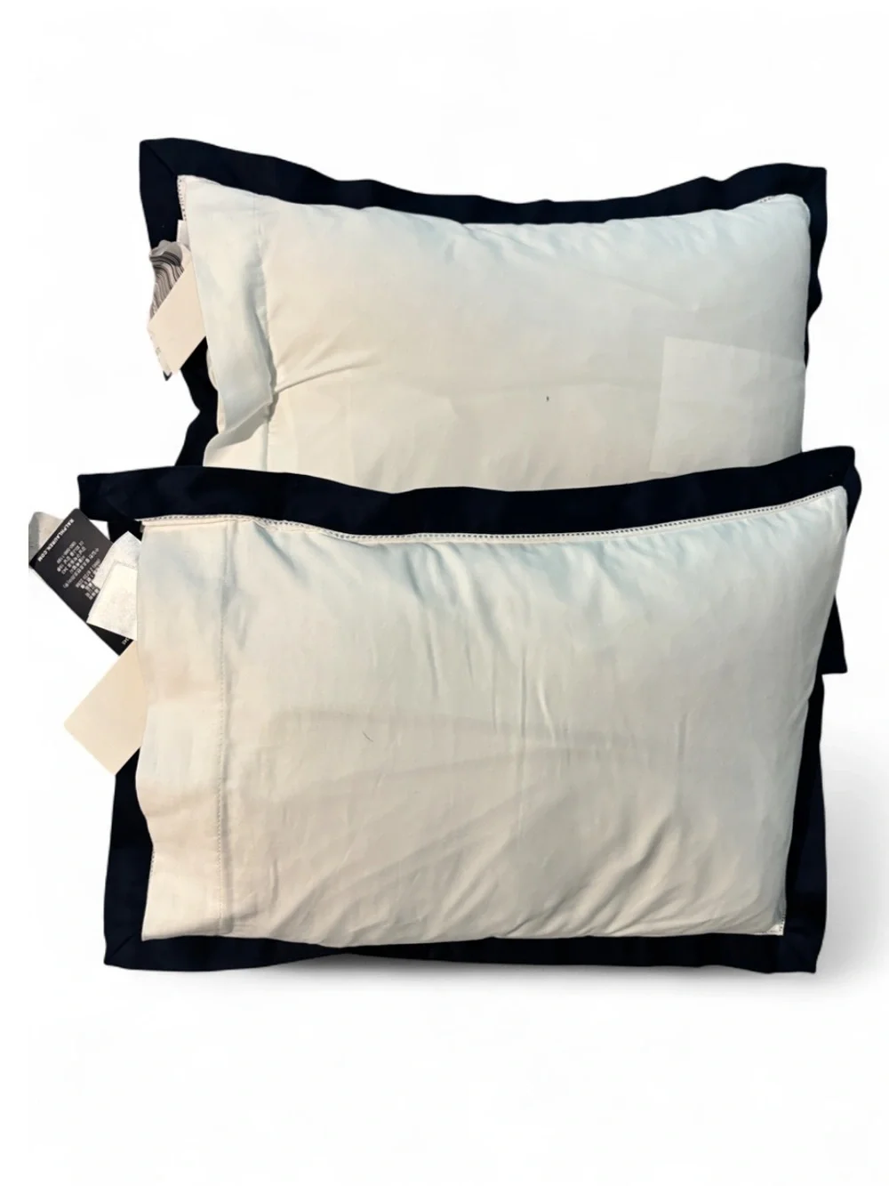 NWT 2- Ralph Lauren Organic Cotton Sateen Border Sham in the Polo Navy, Set of 2
